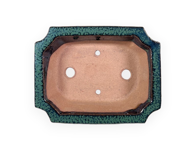 Pot rectangulaire en grès émaillé pour bonsaïs chinois - 16 cm