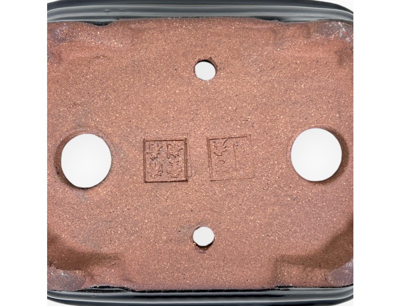 Pot rectangulaire en grès émaillé pour bonsaïs chinois - 16 cm