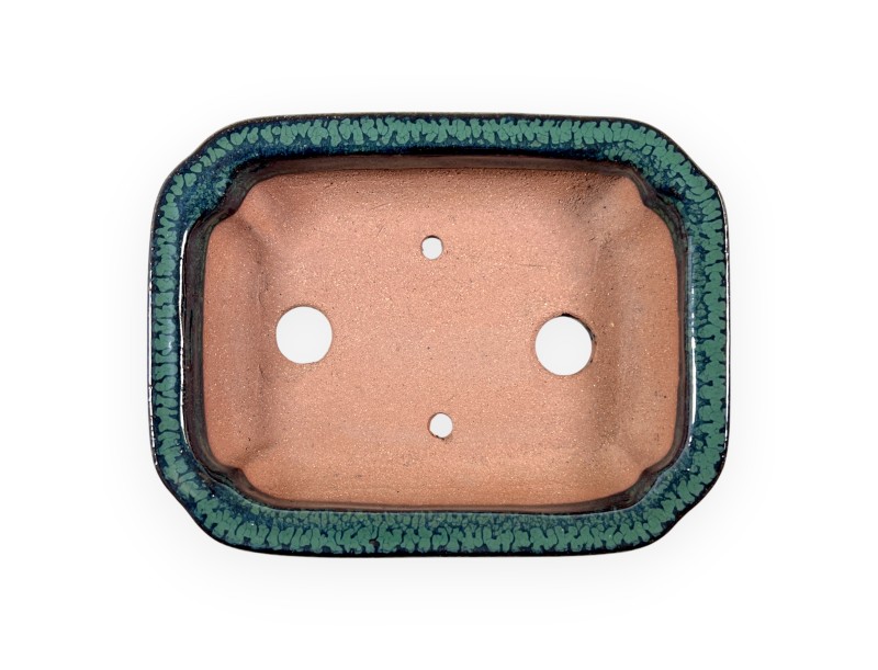 Pot rectangulaire en grès émaillé pour bonsaïs chinois - 16 cm
