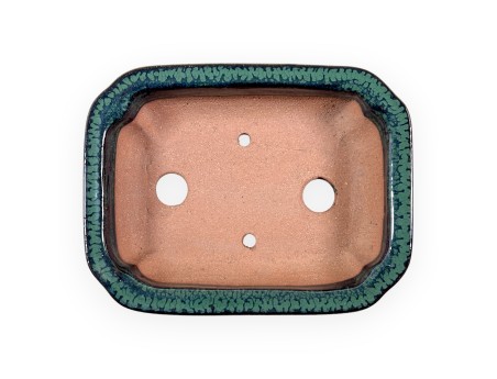 Pot rectangulaire en grès émaillé pour bonsaïs chinois - 16 cm