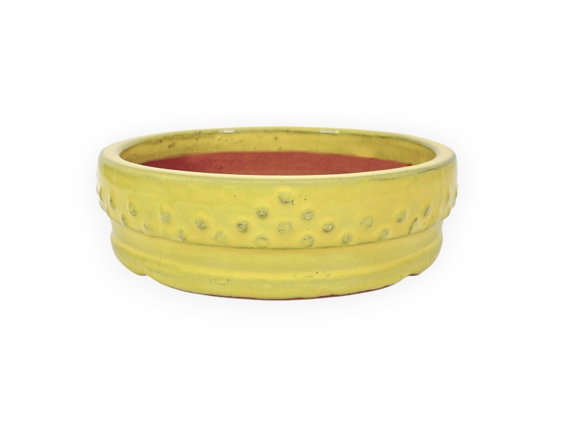 Rond geglazuurde steengoed Chinese Bonsai pot - 16 cm