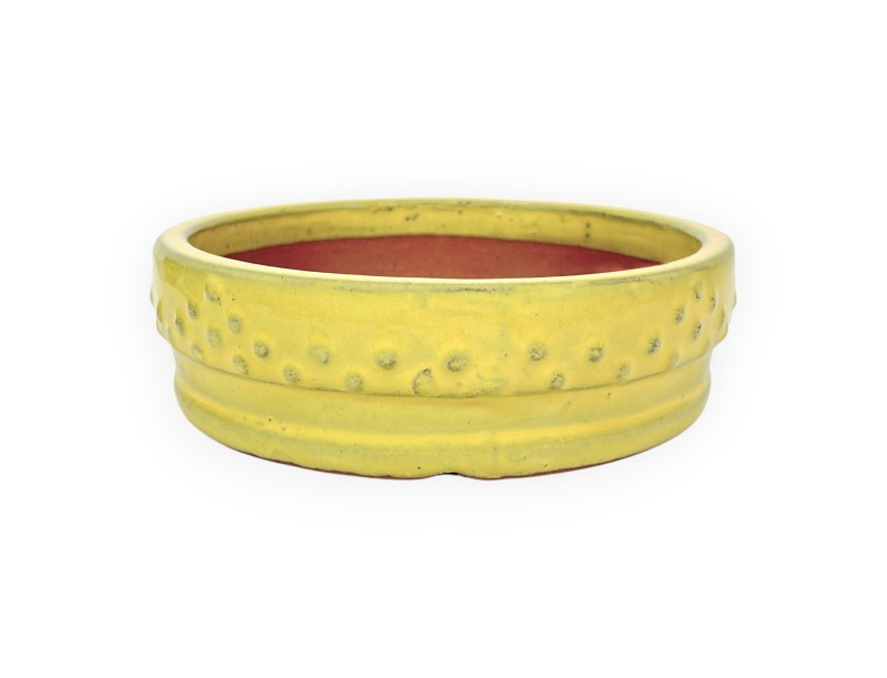 Rond geglazuurde steengoed Chinese Bonsai pot - 16 cm