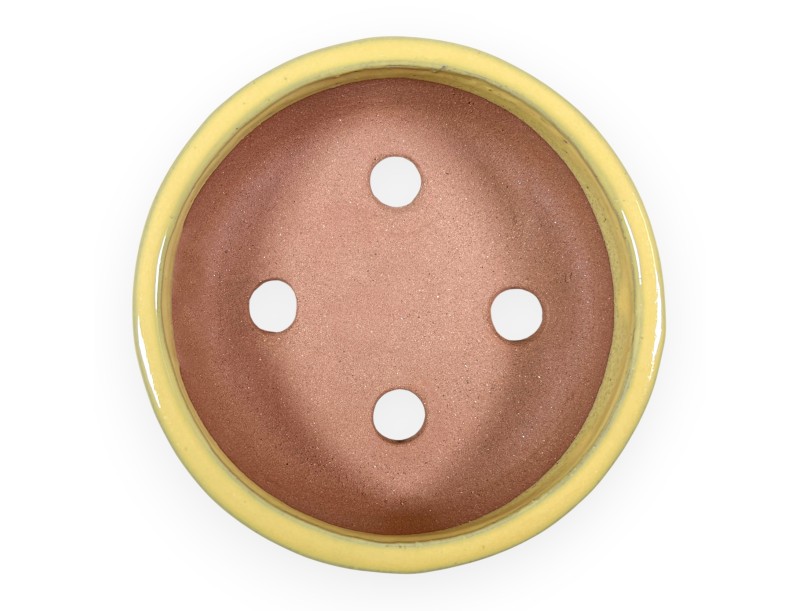 Pot rond en grès émaillé pour bonsaïs chinois - 16 cm