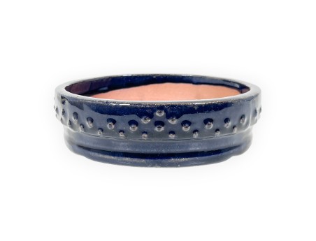 Pot rond en grès émaillé pour bonsaïs chinois - 16 cm
