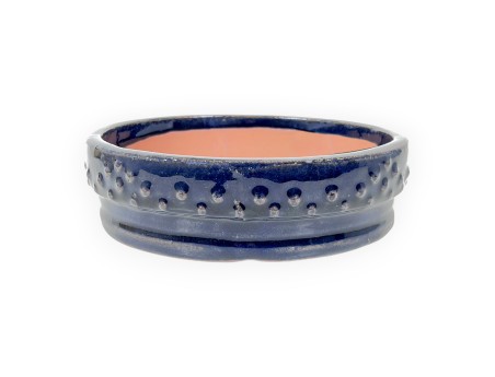 Pot rond en grès émaillé pour bonsaïs chinois - 16 cm