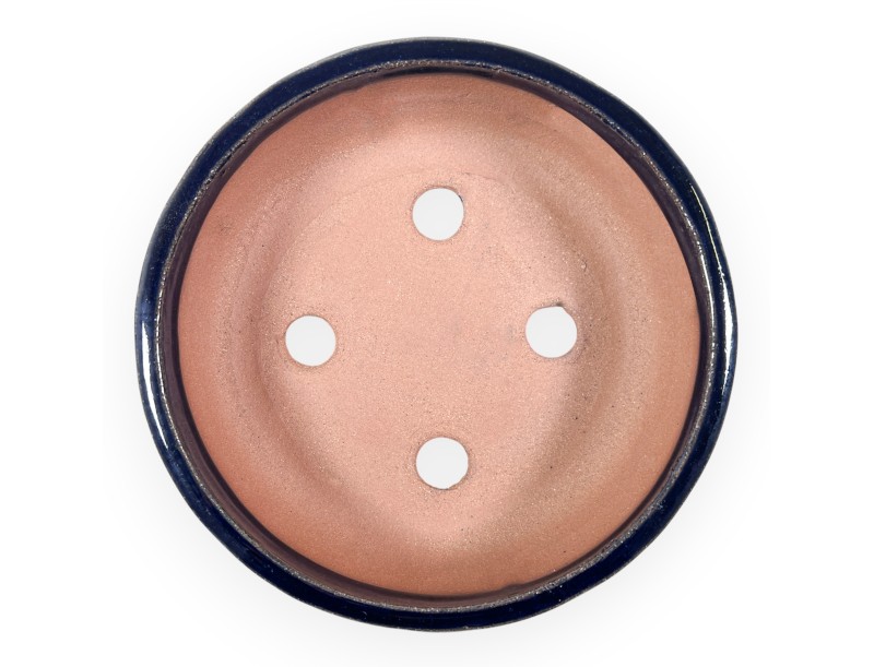Pot rond en grès émaillé pour bonsaïs chinois - 16 cm