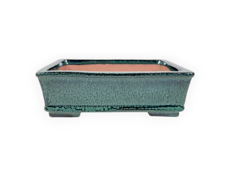 Pot rectangulaire en grès émaillé pour bonsaïs chinois - 18 cm