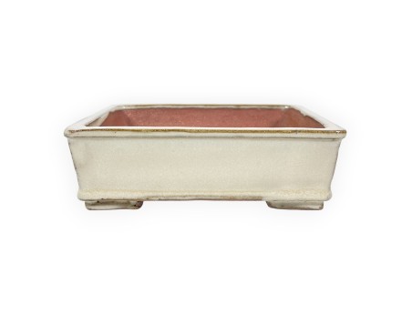 Chinesischer Bonsai Topf aus glasiertem Steingut, rechteckig - 18 cm