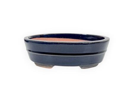 Vaso Bonsai Cinese Ovale in Grès Smaltato - 21,5 cm