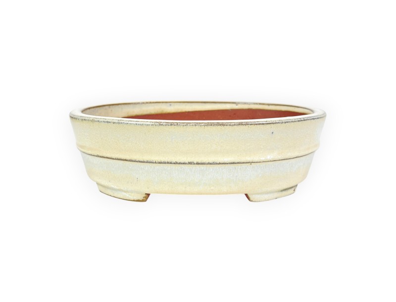 Pot ovale en grès émaillé pour bonsaïs chinois - 21,5 cm