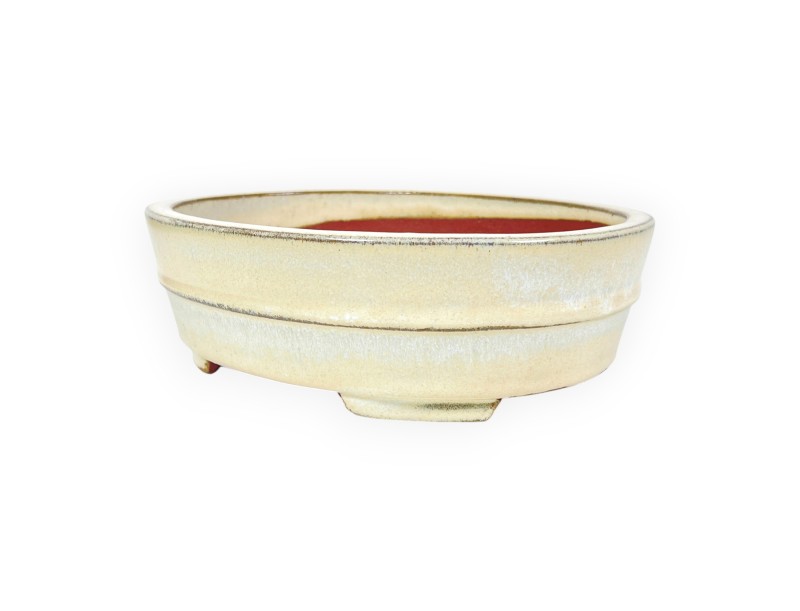Pot ovale en grès émaillé pour bonsaïs chinois - 21,5 cm