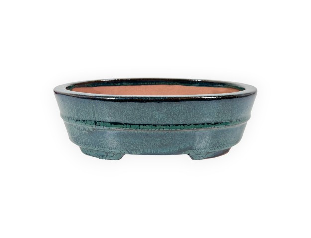 Oval glazed stoneware Chinese Bonsai pot - 21,5 cm