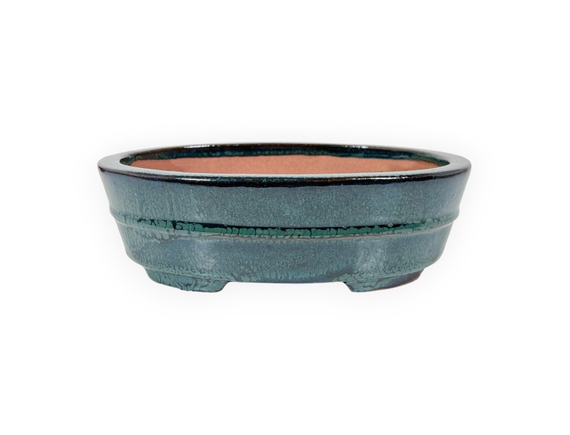 Oval glazed stoneware Chinese Bonsai pot - 21,5 cm