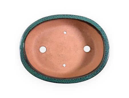 Oval glazed stoneware Chinese Bonsai pot - 21,5 cm