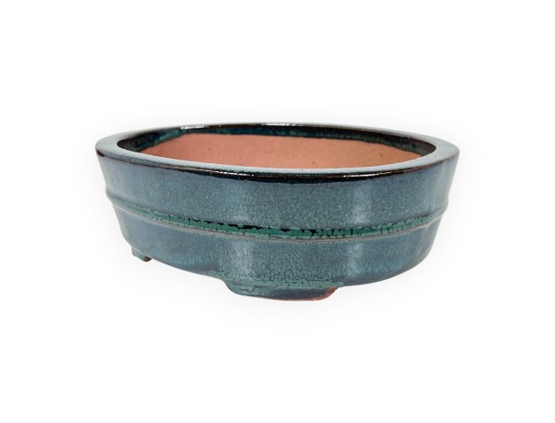 Pot ovale en grès émaillé pour bonsaïs chinois - 21,5 cm 2