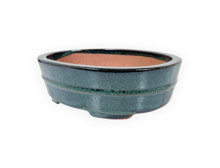 Vaso Bonsai Cinese Ovale in Grès Smaltato - 21,5 cm