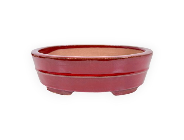 Pot ovale en grès émaillé pour bonsaïs chinois - 21,5 cm