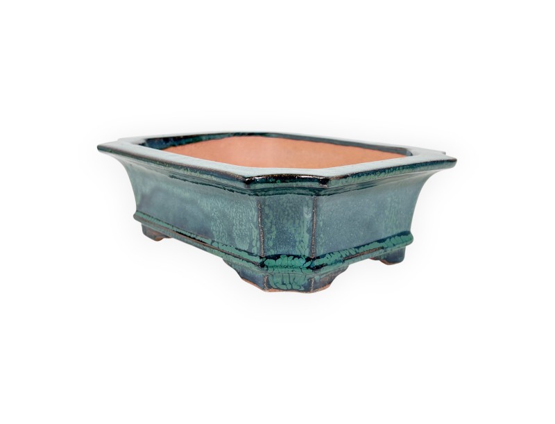 Vaso Bonsai Cinese Rettangolare in Grès Smaltato - 21,5 cm