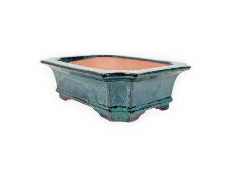Pot rectangulaire en grès émaillé pour bonsaïs chinois - 21,5 cm