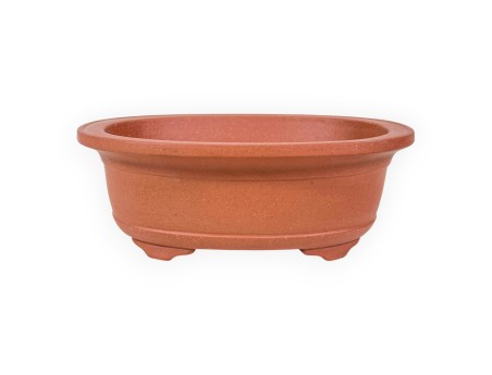 Pot ovale en grès non émaillé pour bonsaïs chinois - 20 cm