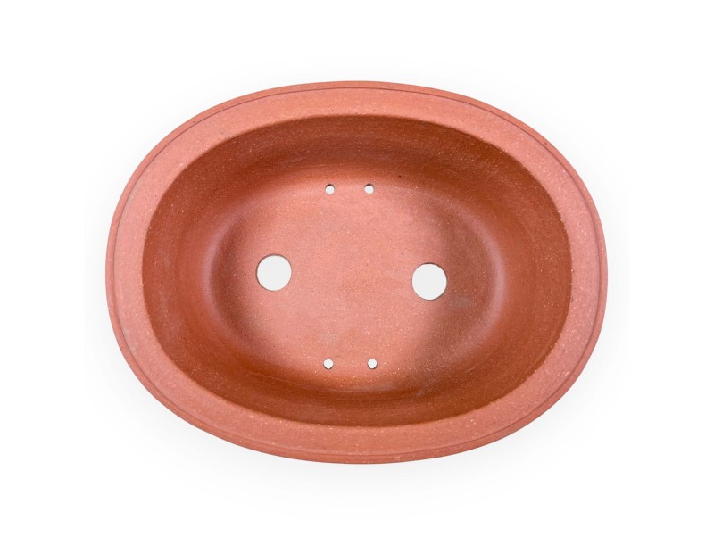 Oval unglazed stoneware Chinese Bonsai pot - 20 cm
