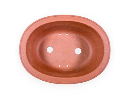 Oval unglazed stoneware Chinese Bonsai pot - 20 cm
