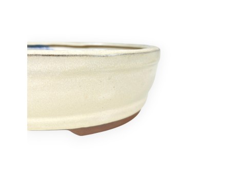 Chinesischer Bonsai Topf aus glasiertem Steingut, oval - 26 cm
