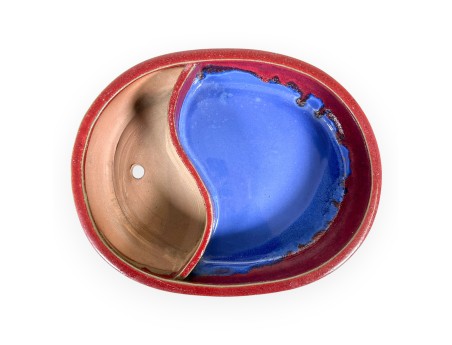 Oval glazed stoneware Chinese Bonsai pot - 31 cm