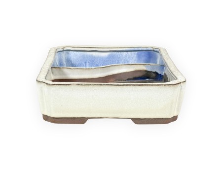 Pot rectangulaire en grès émaillé pour bonsaïs chinois - 26 cm