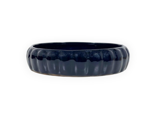 Pot rond en grès émaillé pour ikebana chinois - 22 cm