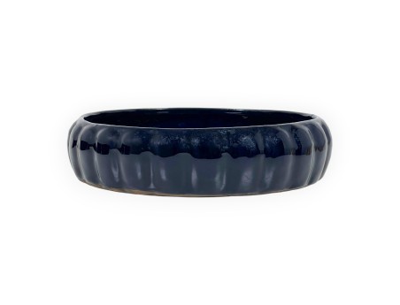 Pot rond en grès émaillé pour ikebana chinois - 22 cm