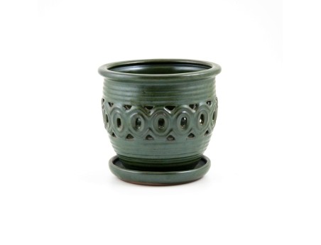 Vaso 15 cm con sottovaso per Orchidee tondo verde