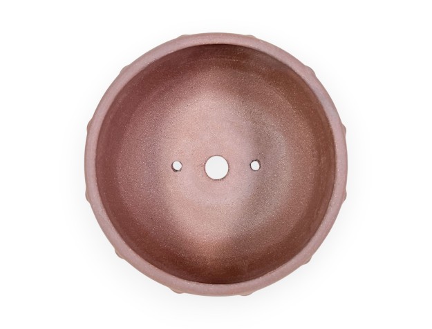 Ronde Chinese bonsaipot van ongeglazuurd steengoed - 15,5 cm 2