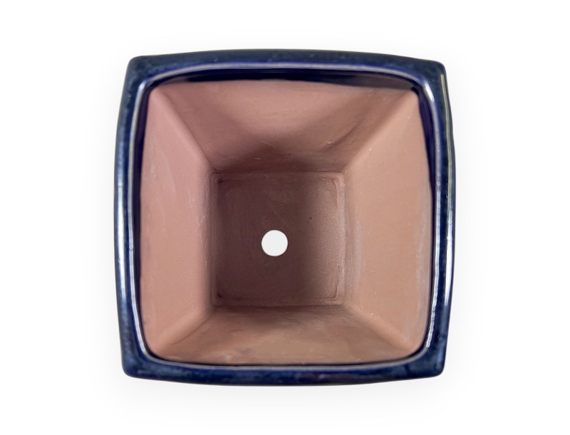 Maceta cuadrada china para bonsáis de gres esmaltado - 13 cm