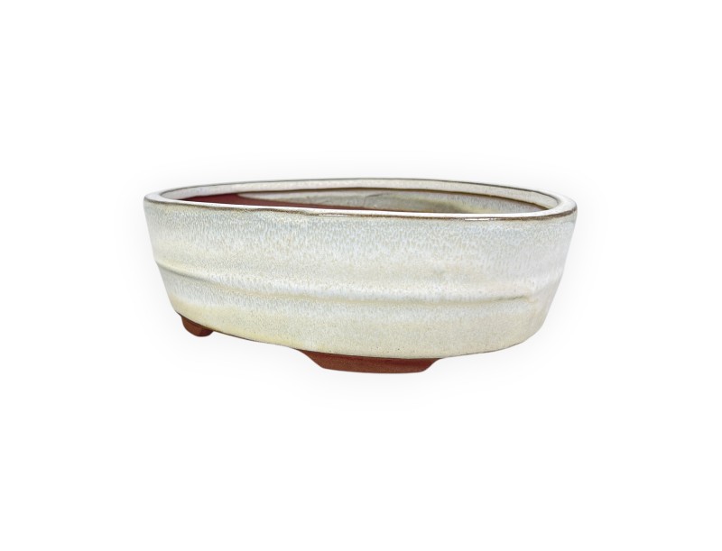 Maceta china para bonsáis, ovalada, de gres esmaltado - 21 cm