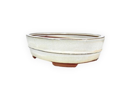 Pot à bonsaï chinois ovale en grès émaillé - 26 cm