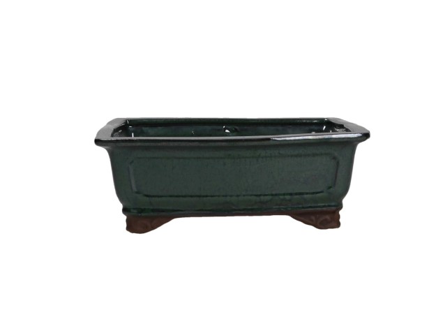 Vaso Bonsai Cinese Rettangolare in Grès Smaltato - 26 cm