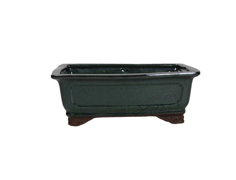 Pot rectangulaire en grès émaillé pour bonsaïs chinois - 26 cm