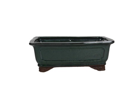 Chinesischer Bonsai Topf aus glasiertem Steingut, rechteckig - 26 cm
