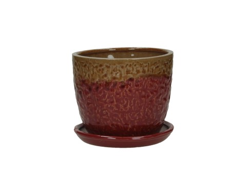 Vaso per Orchidee 14 cm con sottovaso tondo bicolore